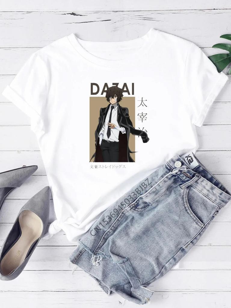 Bungou Stray Dogs T-Shirt Women Crew White Basic Tee Aesthetic Cloth Accessories Short Sleeve O-Neck Female Summer Casual Top