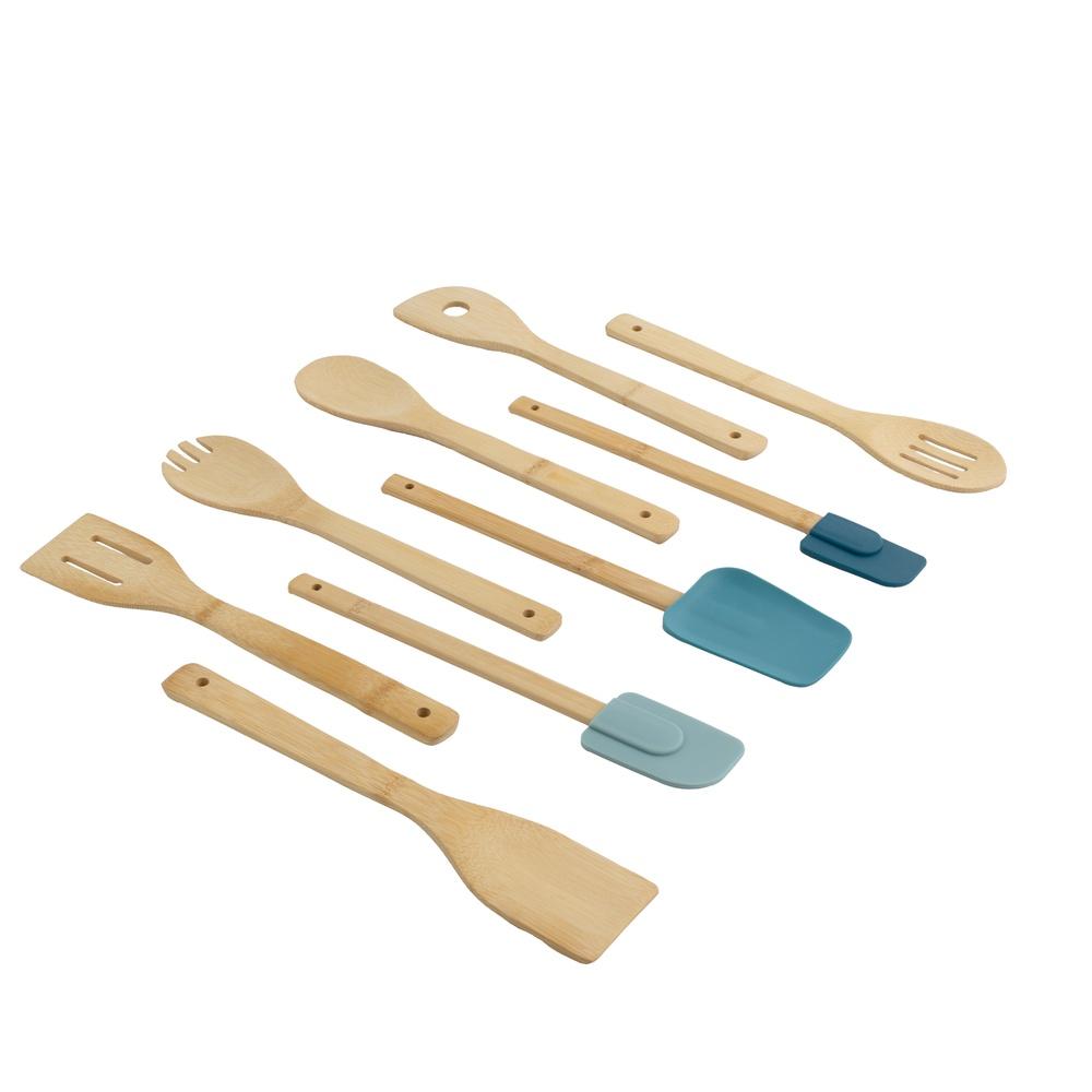 

9-Piece Bamboo Kitchen Utensil Set Silicone Cooking Tools Heat-Resistant Non-Stick Spatula Spoon Easy to Clean Cooking United States
