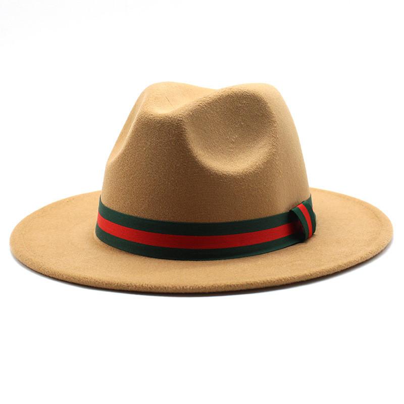 Fall Winter Fedora Hat For Men Women With Leopard Print Wool Felt Wide Brim Sun Protection
