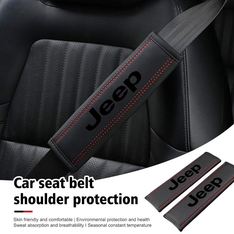 For uji8 Car Safety Belt Cover Adjustable Shoulder Strap Protector Pad Cherokee Patriot Liberty Wrangler JK JL Commander tg87