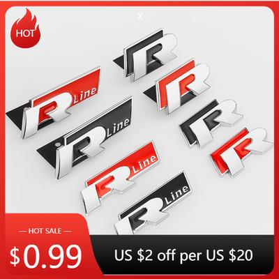 BHC1 For VW VOLKSWAGEN 2026 New 3D Metal R Rline Emblem R Line Badge Body Sticker For Volkswagen Golf Tiguan Touareg Polo GTI CC Pass