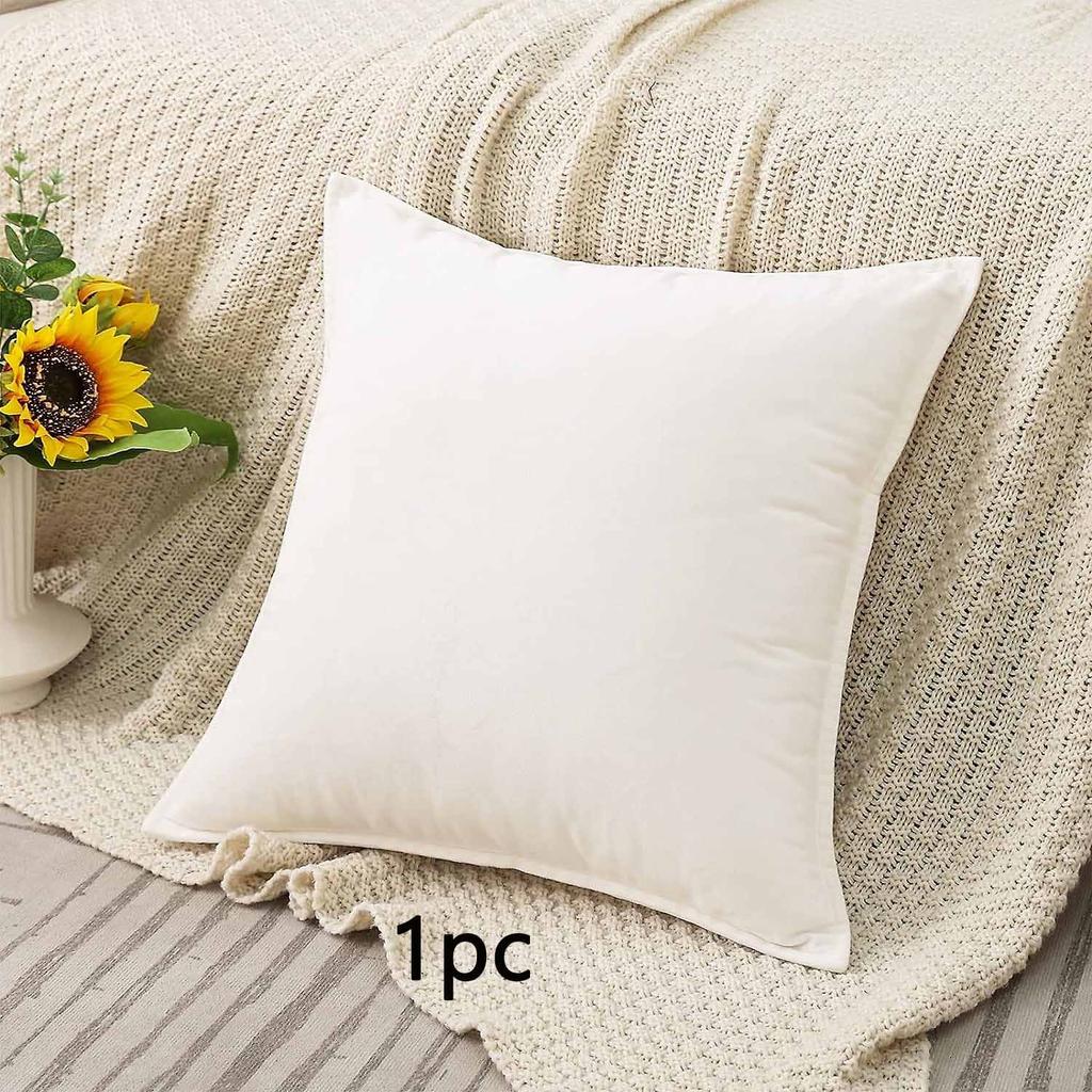1pc Velvet Flange Craft Sofa Cushion Cover Nordic Minimalist Solid Color Dutch Velvet Piped Pillow Cover