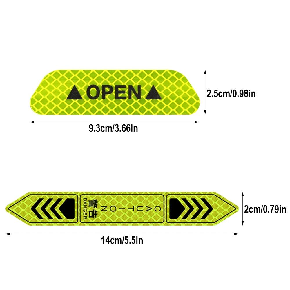 4PCS Reflective Car Door Stickers - Safety Opening Warning Reflector Tape Decal, Auto Exterior/Interior Safety Accessories