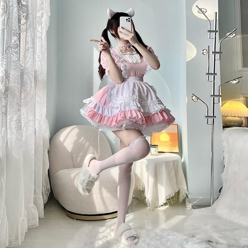 Pink Pussy Maid Outfit Lolita Dress Girl Maid Uniform Cosplay Anime Cosplay Cos Costume