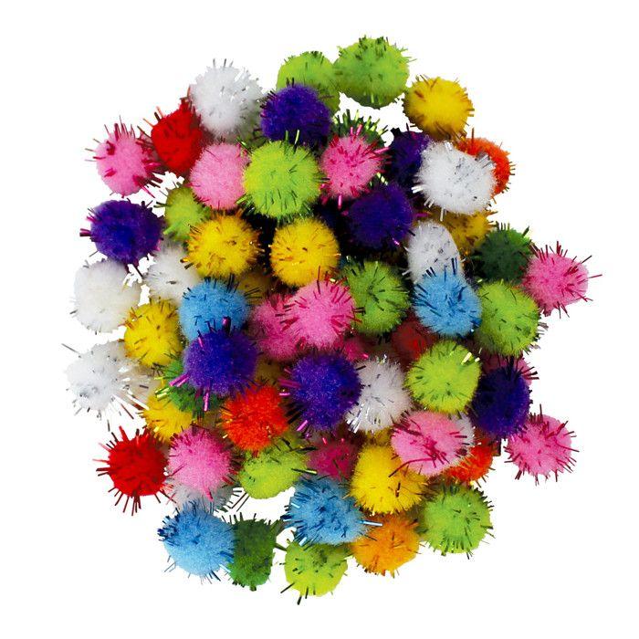 Mini pompons pailleté Couleur de Noël Ø 8 mm 200 pièc.