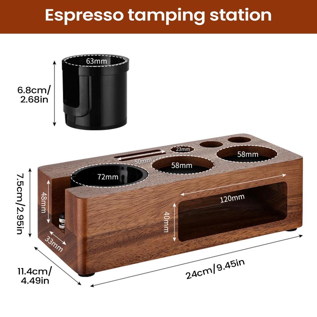Espresso Tamper Station Wooden Espresso Storage Station Compatible With 51-58mm Powder Hammer/distributor/coffee Handle