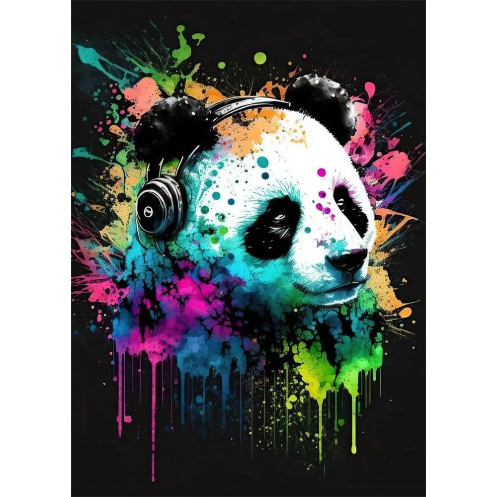 Pop Art Colorful Neon Animals DJ Music Poster Aesthetic Capybara Cat Dog Panda Rabbit Canvas Print Wall Art Mural Room Decor