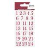 3 planches d'autocollants chiffres floqués rouges pour Calendrier de l'Avent