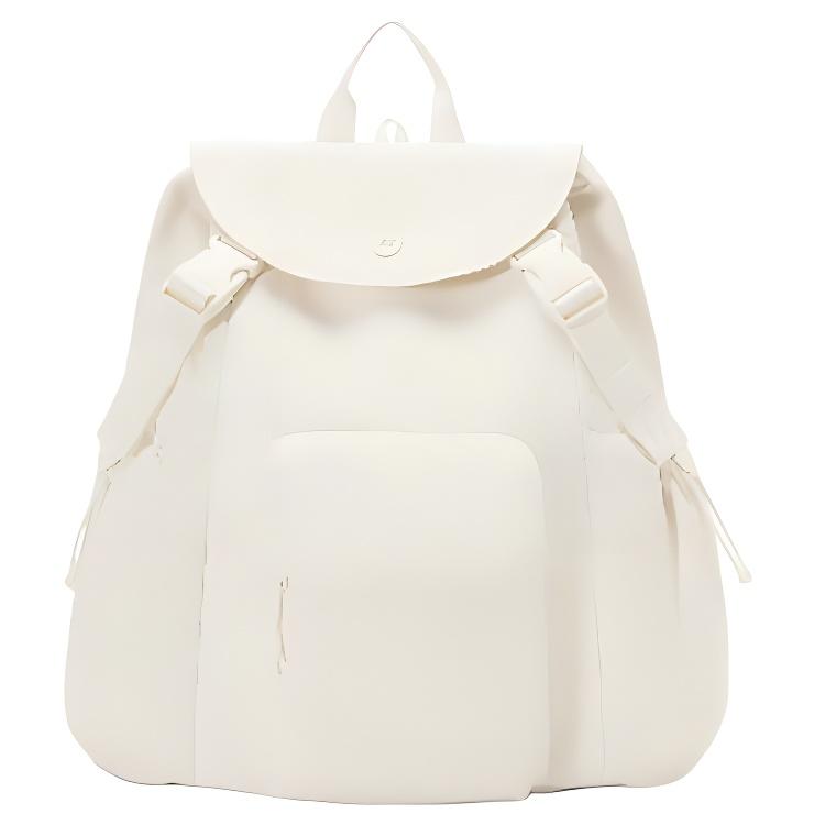 Skechers Comfortable Sports Series 1.16L Solid Color Texture Skin Feel Fabric Backpack Unisex Backpack Tofu-White P325U024-0211 Tofu White