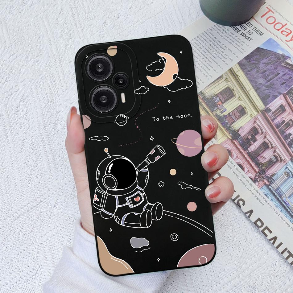 Case For Poco F5 Pro Painted Flowers Soft Liquid Silicone Camera Lens Protection Back Cover For Xiaomi Poco F 5 F5Pro Protectors