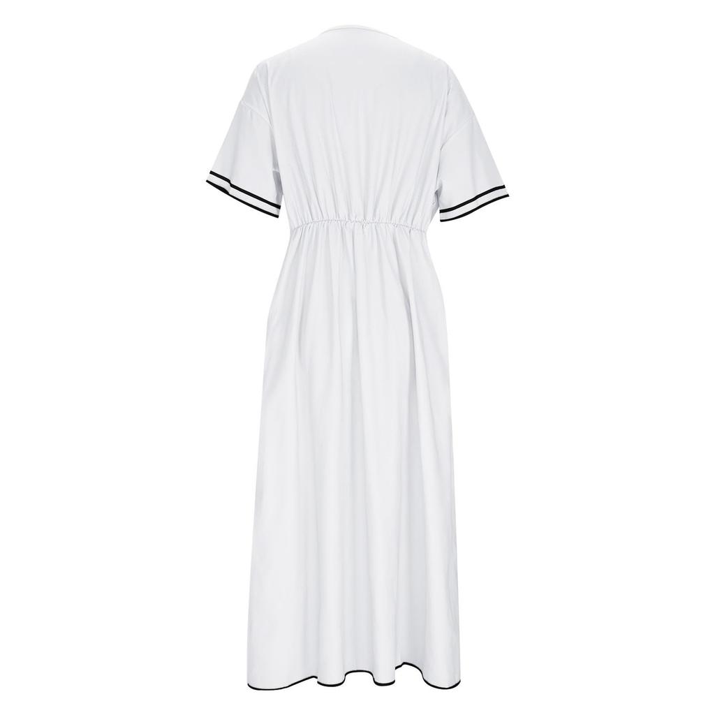 Womens Summer Dress Short Sleeve V Neck Ruffle Casual Loose Long Dresses