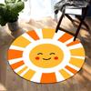 Happy Sun Face Design Flannel-printed round floor mats are slip-resistant Suitable living room bedroom terrace garden carpets