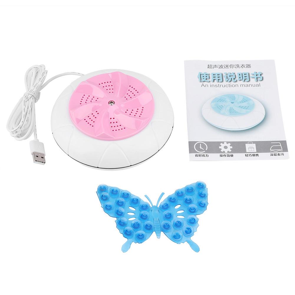 Tragbare Mini-Ultraschall-Waschmaschine Reise-Wäschewaschmaschine Reiniger Reinigungswerkzeug (Rosa)