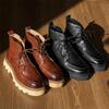 Fashion Men's British Retro Casual Boots Fashion Thick Sole Heightened Work Mens Shoes Lace-up Comfortable Outdoor Flats Oxfords Boots