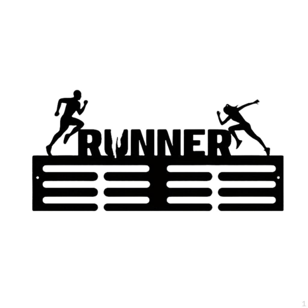 Hanger Awards Ribbon Display Metal for Sports Race Runner Gymnastics Plaques Black Medal Stand Shelf