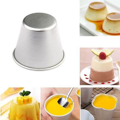 10 Mini Aluminum Pudding Molds, Cake Molds for DIY Cooking, Pudding Cups, Tart Molds, Muffin Cupcakes (10 pieces)