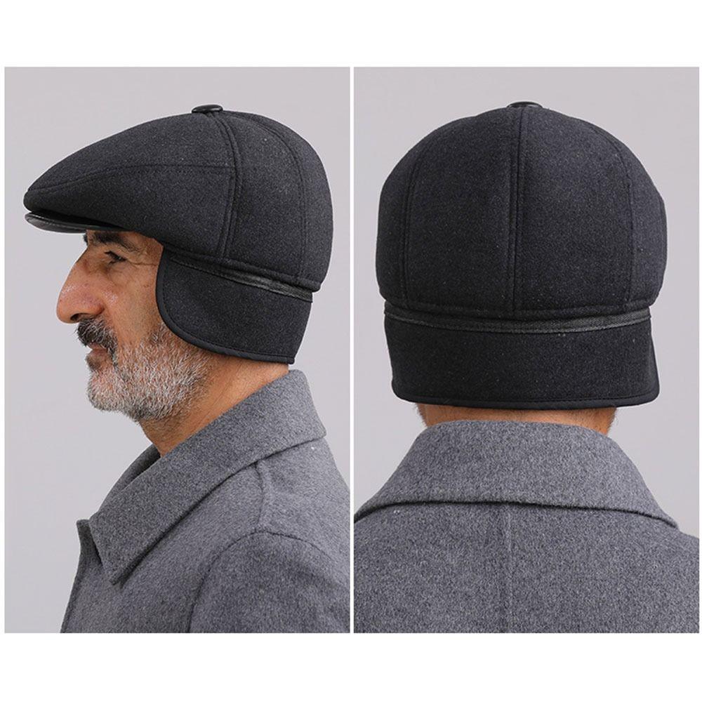 Middle Age Earflap Cap With Ear Flap Flat Caps Quality Men Berets  Men