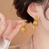 Vintage Gold Color Bell Tassel Drop Earrings for Women Fashion Metal Geometric Hollow Circular Earrings Party Jewelry Gifts