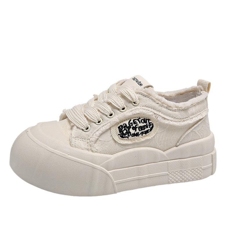 Thick-soled Heightening Canvas Shoes Women's Low-top 2025 Spring and Summer New Little White Shoes Versatile Student Casual Board Shoes