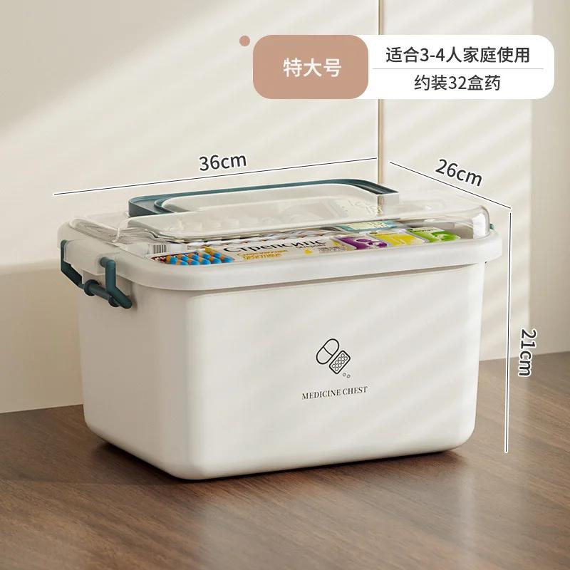 

Small Empty Home Medicine Box Layered Emergency Medicine Storage Organizer Portable Plastic Handle Case for Household First Aid синій