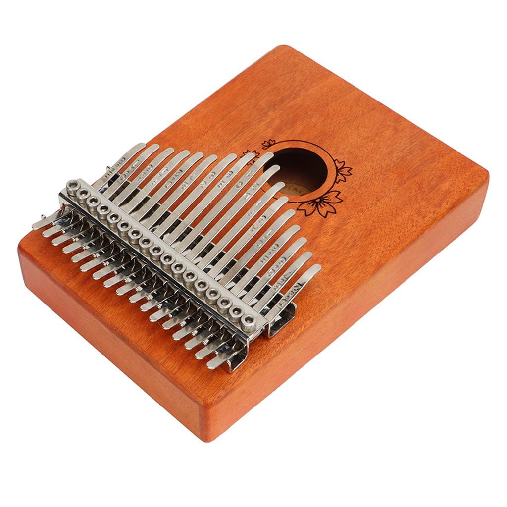 Thumb Finger Piano 17 Key Mahogany Floral Pattern Easy Playing Finger Instrument