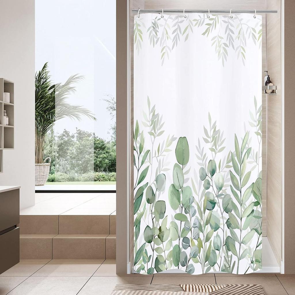 Purple Eucalyptus Shower Curtain, Plant Leaves Fabric Cloth Shower Curtains for Rustic Vintage Bathroom Decor