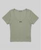 CHICKS Two-Way Angora Round Slim T-Shirt White