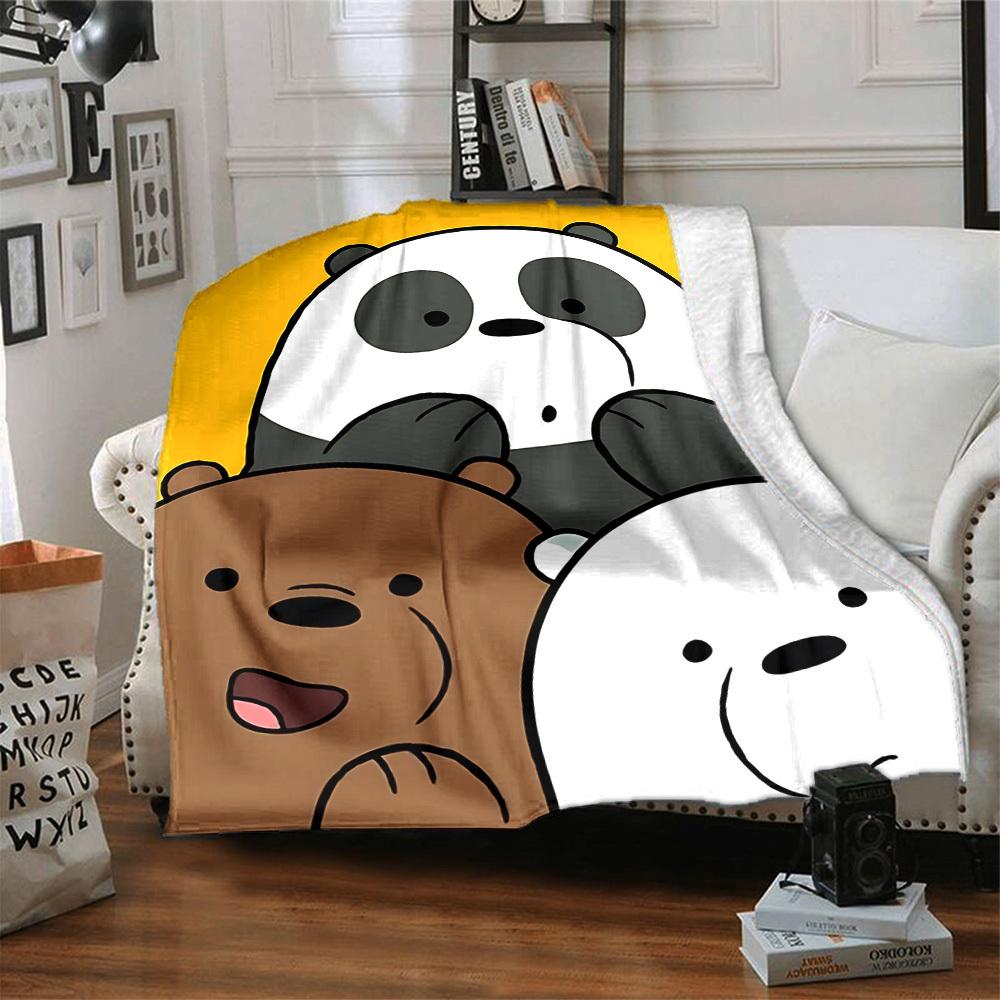 1pc We Bare Bears Flannel Throw Blanket Lightweight Soft Warm All Season Blanket for Sofa, Bed, Travel,L1028101