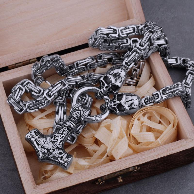 1pc Punk Men's Skeleton Hammer Pendant Necklace, Viking Men's Street Party Fashion Gift Necklace Jewelry