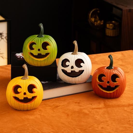 Halloween Pumpkin Figurine Spooky Resin Curved Pumpkin Sculpture Autumn Farmhouse Table Decoration for Front Porch Mantel Home Desk Decor