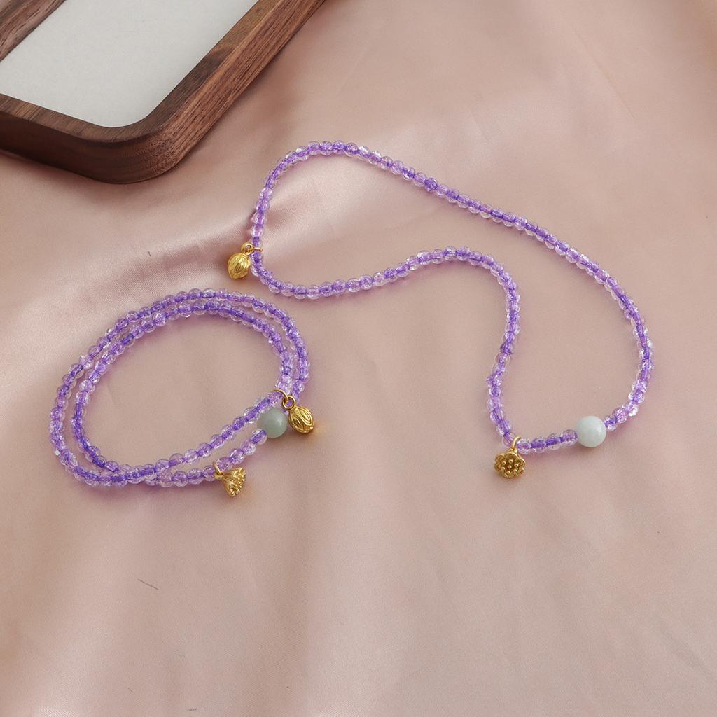 Bracelet Natural Shoushan Stone Tianshan Green Lotus Pod Safety Buckle Crystal Bracelet Double Layer Dopamine