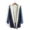 Women's Thick Hooded Mid-length Waist Denim Cotton-padded Jacket Fleece Cotton-padded Jacket