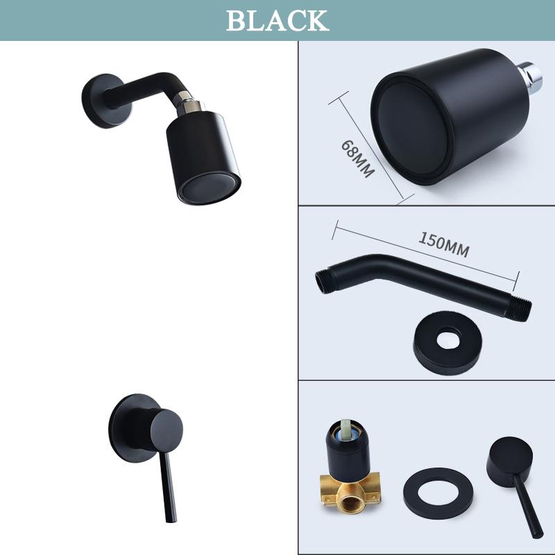 Brass Concealed Shower Faucet Set Brushed Gold Wall Mounted Bathroom Single Function Water Saving Rain Shower Head