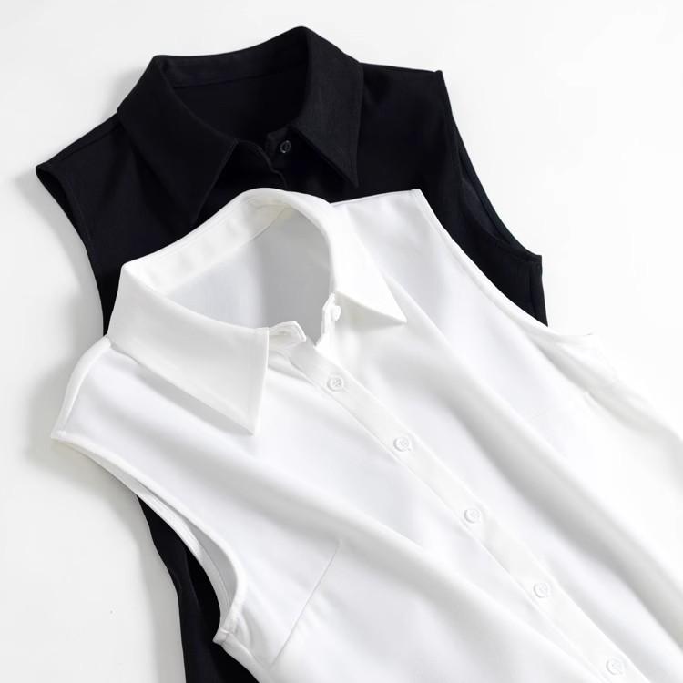 Korean Style Sleeveless Chiffon Fake Collar Versatile Women's Shirt Vest for Spring/Summer 2025