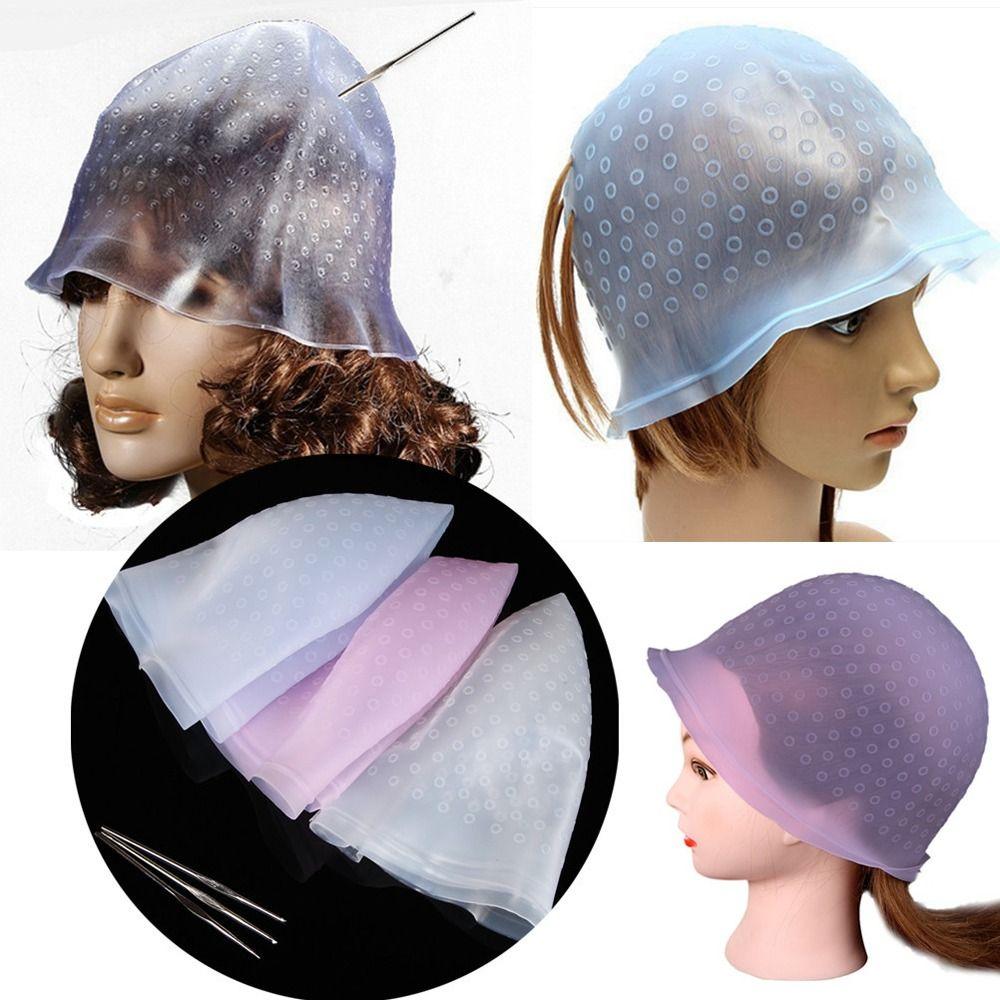 Pink Hair Coloring Cap Silicone Hair Dye Cap Hair Extension Highlighting Dye Cap Barber