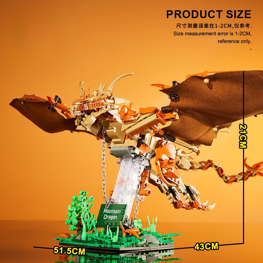 Mountain Dragon Model Mecha Toy Building Blocks Collectible  Educational Playset For Children'S Creative Gifts
