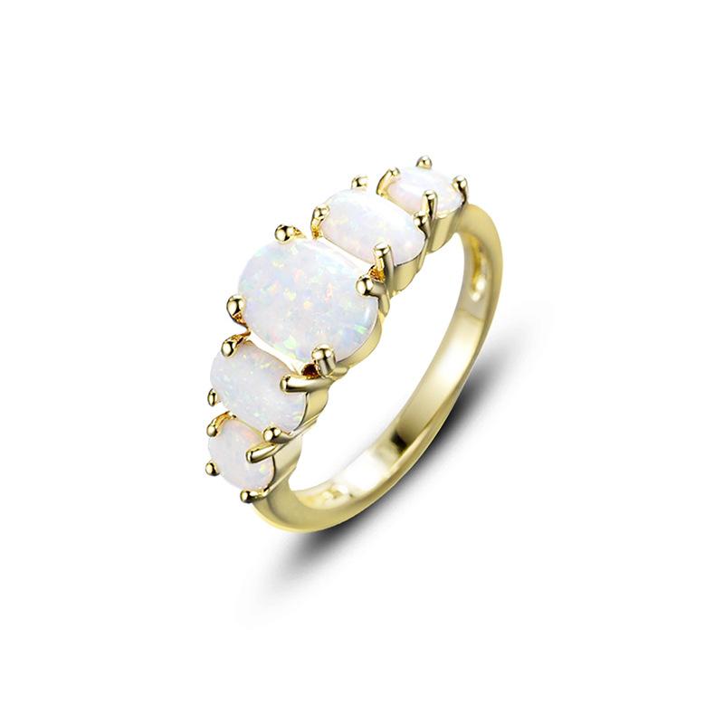 Popular female egg opal Opal exquisite ring niche jewelry gift European and American style fashion opal ring