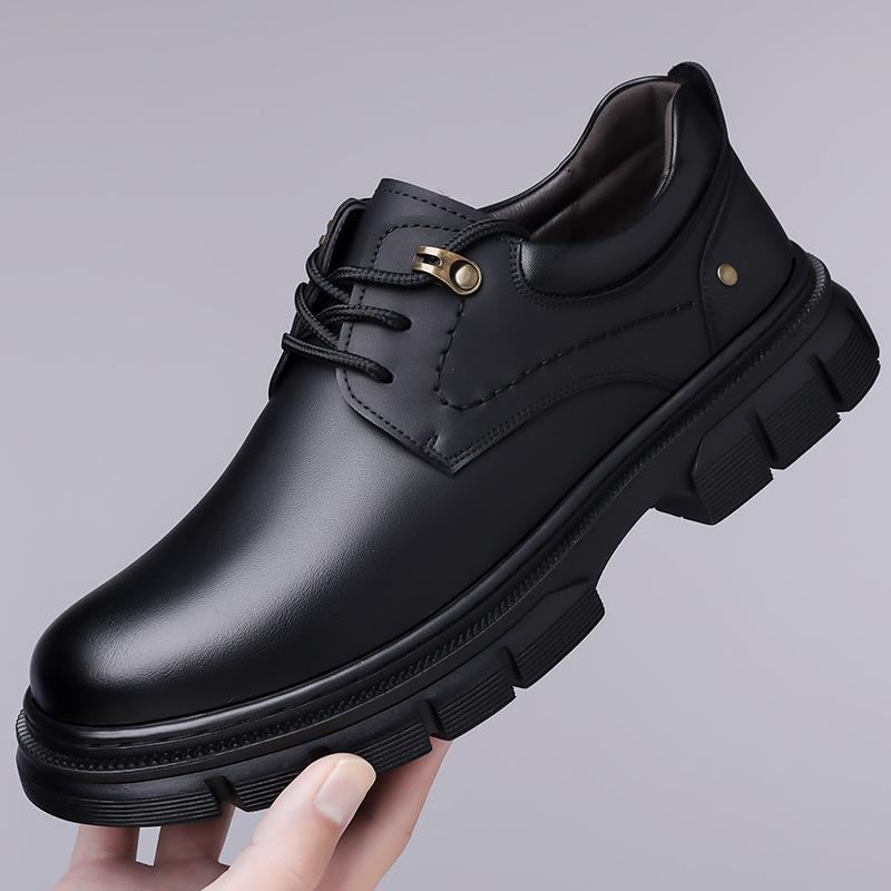 2024 autumn and winter new men's handmade online casual lace-up leather shoes men's platform retro tooling big head shoes A195
