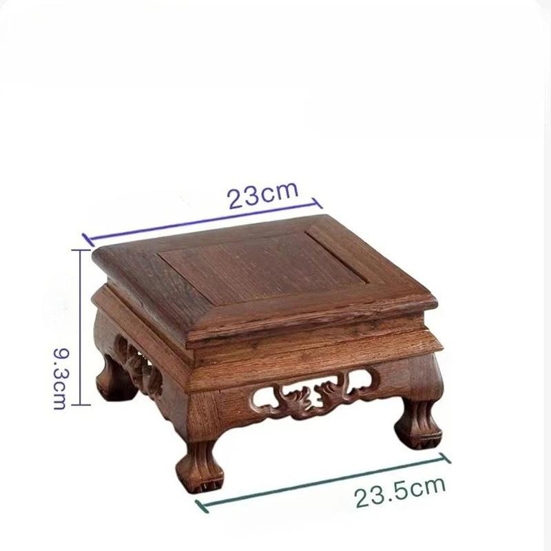 Retro Wooden Engraving Tea Tray Teapot Bases Bonsai Buddha Stand Fish Tank Pedestal Wooden Flowerpot Base Furniture Home Decor
