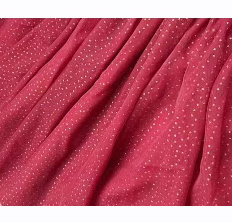 Round Neck Knitted Mesh Princess Dress - Girls' Red Woolen Dress Spring and Autumn Small and Medium Children's Dress