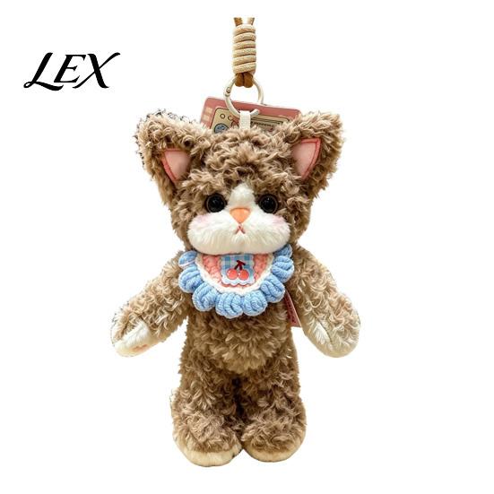Mini Stuffed Cat Charm Plush Pendant, Cute Fuzzy Curly Kitten Charm, Soft Gift for Lovers Animal Keychain Backpack Fluffy Key Ring
