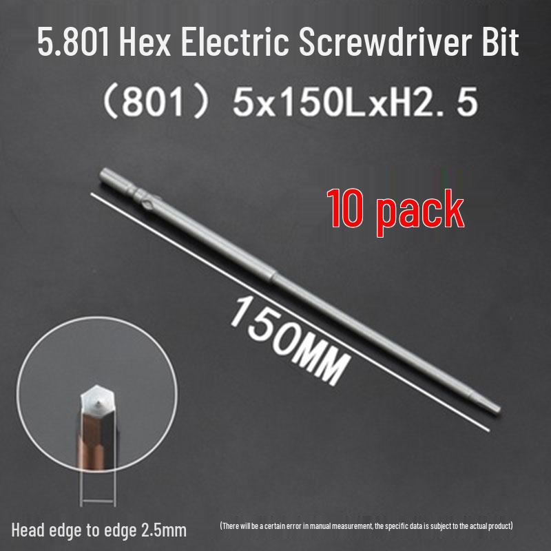 Extended Hexagonal S2 Steel Electric Screwdriver Bit with 5mm/6mm Shank