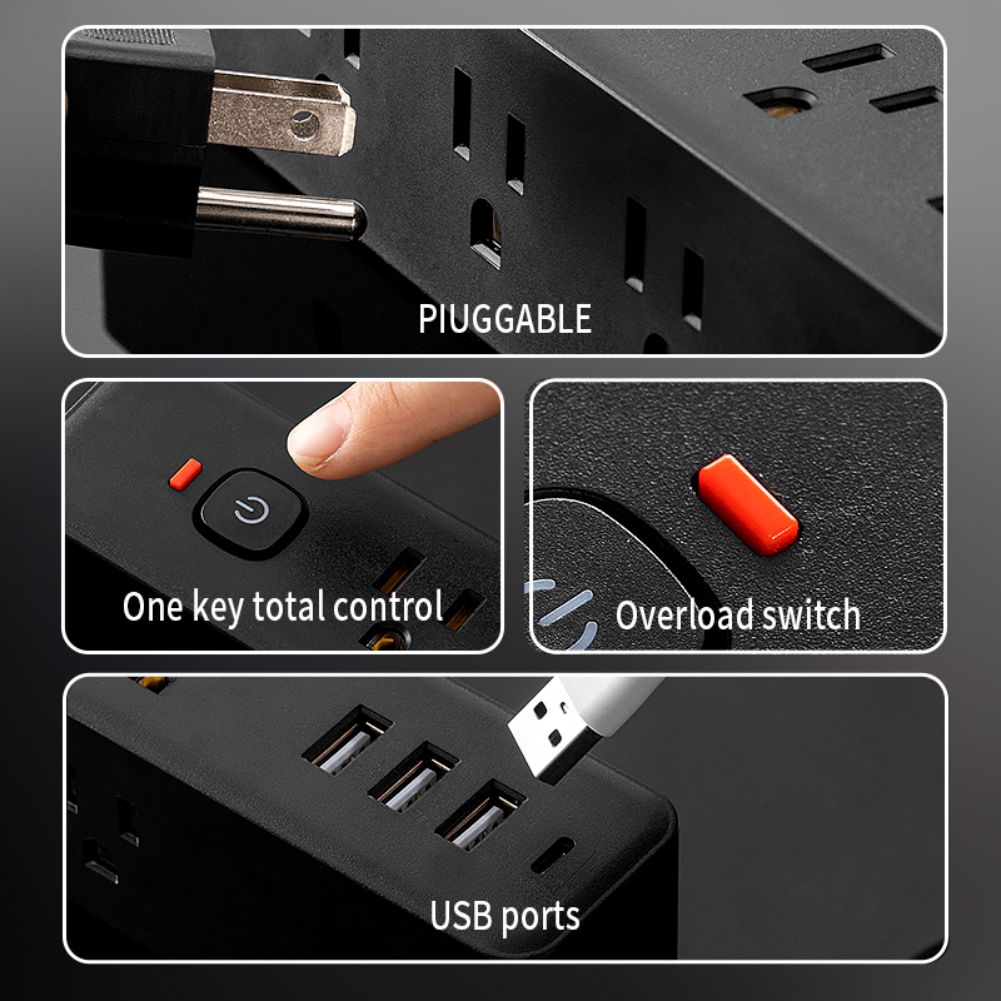 Multi Plug Outlet Extender 9 AC Outlets 3 USB A And 1 USB C PD Fast Charging Multi Plug Outlet Splitter For Home Office Travel