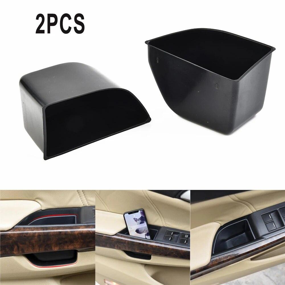 2pcs Door Storage Box Car Front Door Storage Box Cover Trim For Honda 8th -Accord 2008-2013 ABS Black Durable Car Organizer