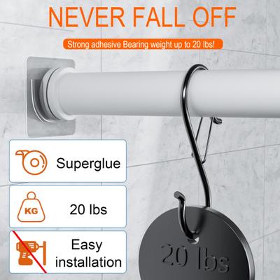 12/24 Stück Duschstangenhalter mit starkem Kleber, stark belastbar, wasserdicht, einfach zu installieren, Duschvorhangstangenhalter