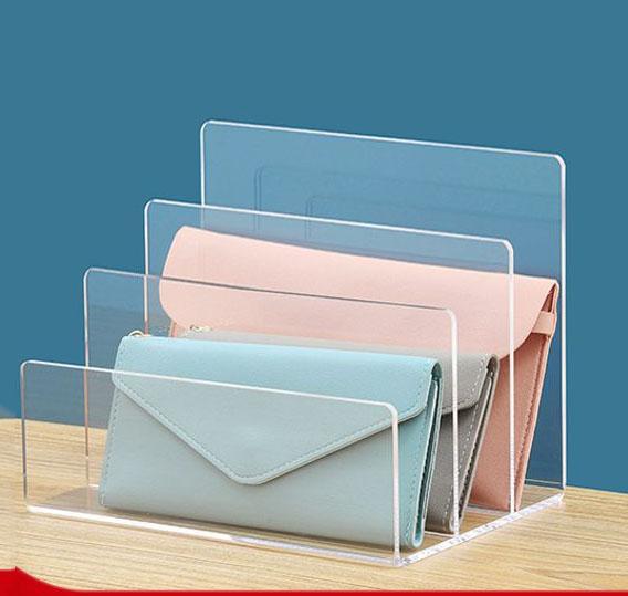 High Quality Customized Acrylic Office File Holder Book Dividers Desktop Office Supplies Storage Organizer Racks