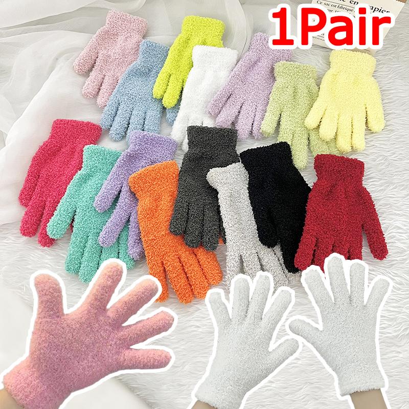 1Pair Anti Pilling Student Cute Writing Warm Gloves Gift Winter Fashion Coral Fleece Practicality Touchscreen Gloves Minimalist