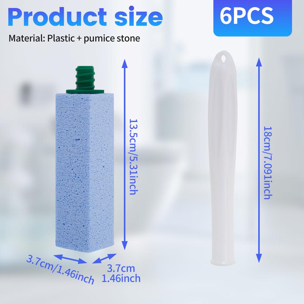 6Pcs Pumice Stone Toilet Brush High Density Pumice Stone Bathroom Cleaner Brush with 1 Detachable Handle for Toilet Sink Tile