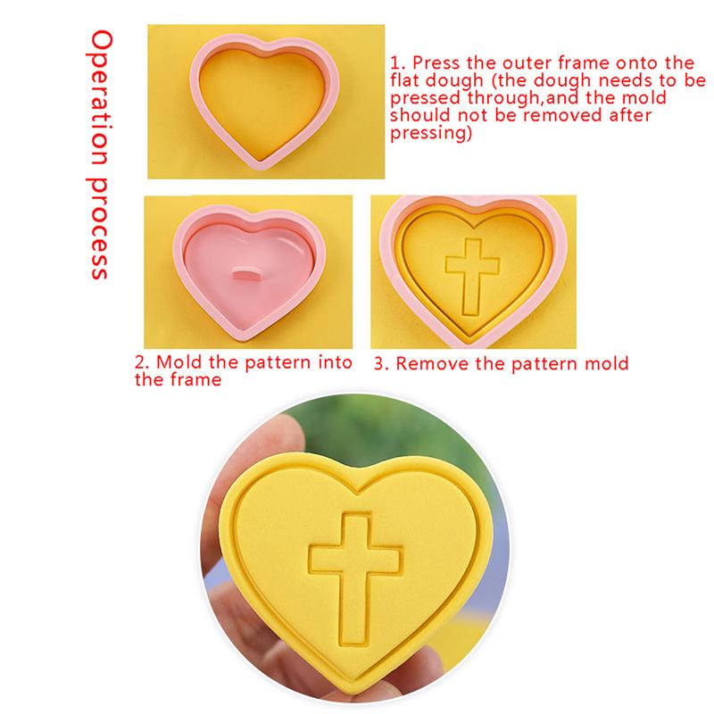 

8 шт. Христианское Причастие Форма для печенья Пластиковая 3D Мультяшный Крест Любовь Рыба Чаша Прессуемые Штампы для печенья Форма Украшение для торта