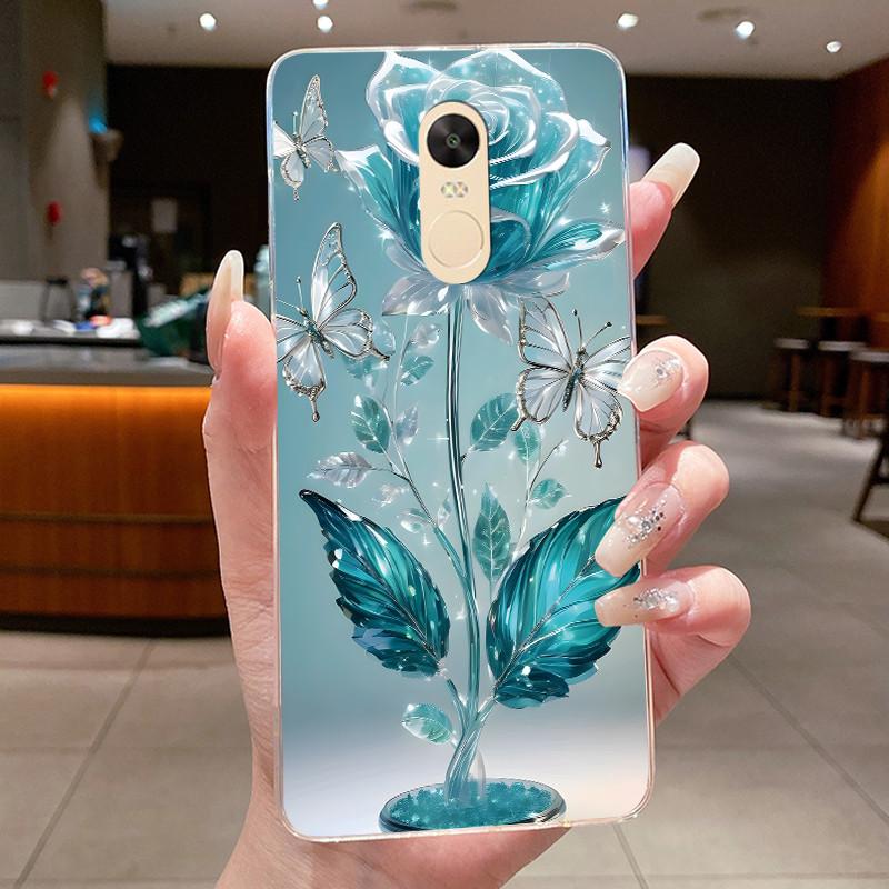 For Xiaomi Redmi Note 4 Case Clear Luxury Butterfly Flower Soft TPU Silicone Phone Cover For Redmi Note 4X Transparent Case